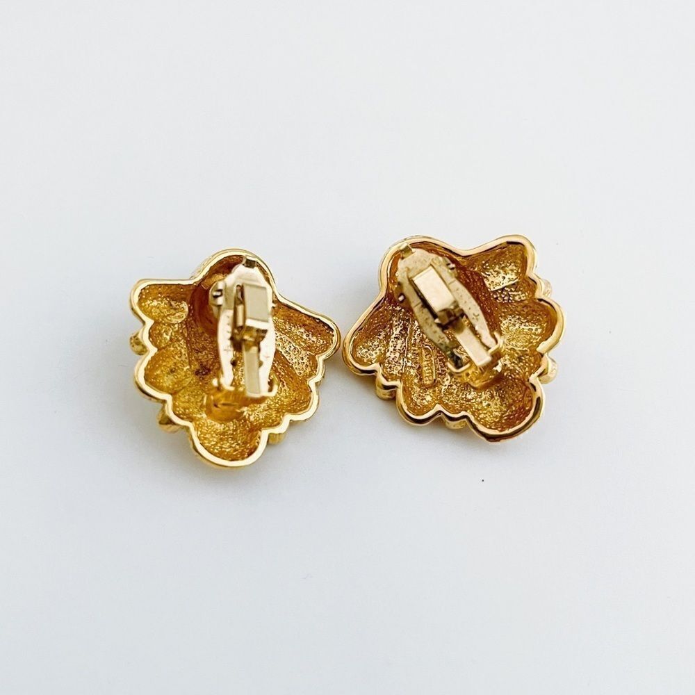 Vintage Christian Dior-Style Gold Tone Rhinestone Clip-On Earrings - Picture 4 of 15